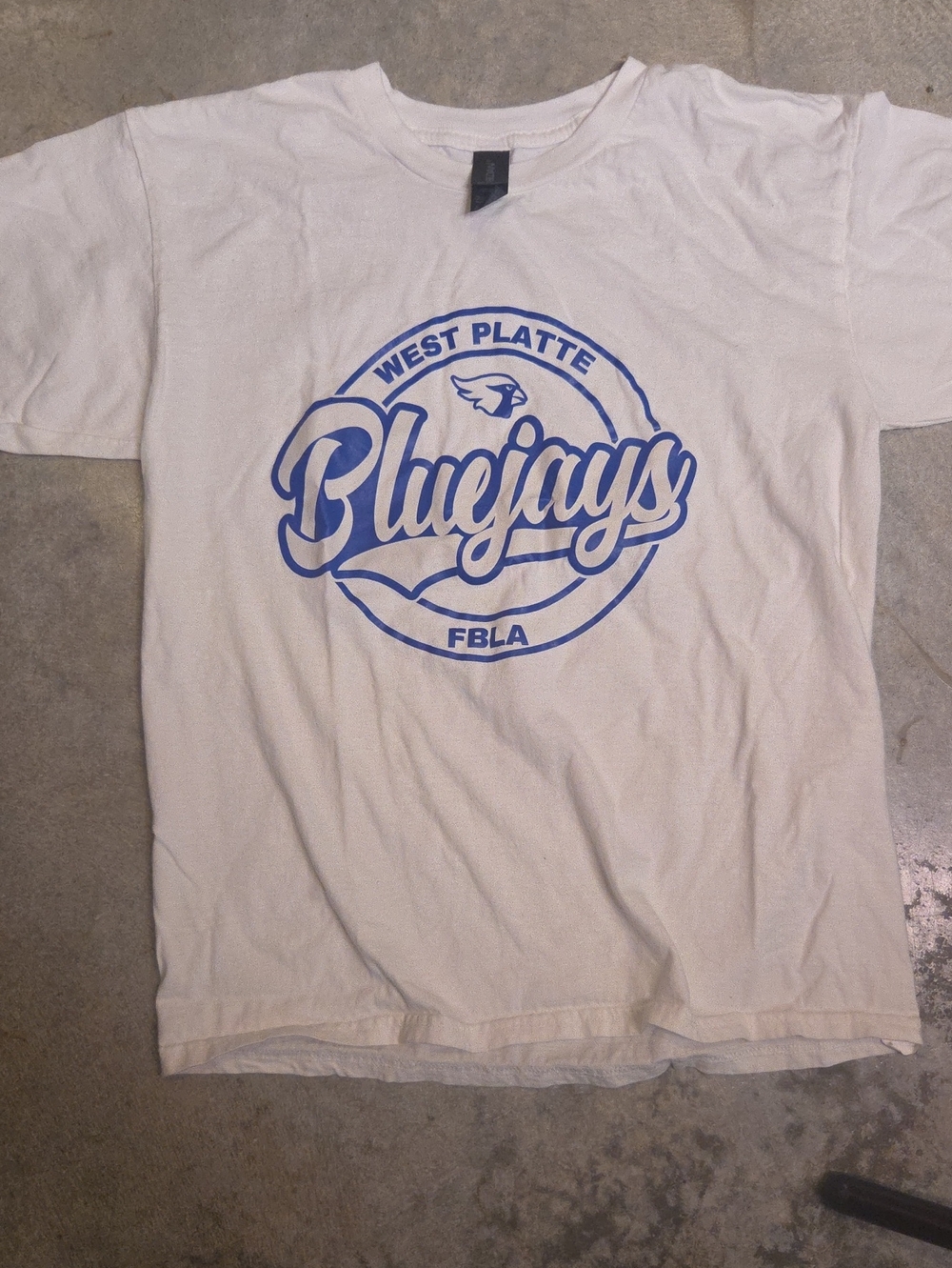 Gildan White Short Sleeve Tee with Blue 'Bluejays' Graphic